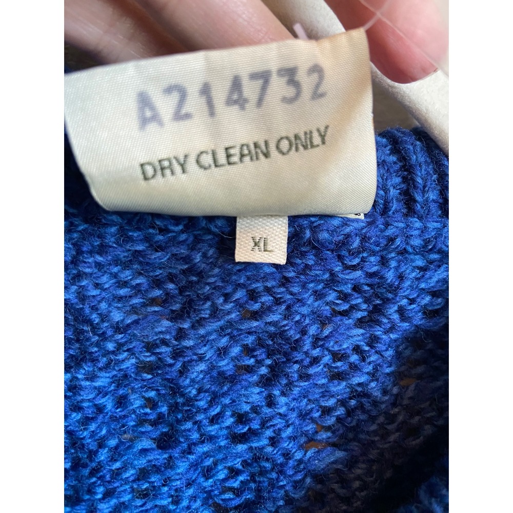 Kilronan Knitwear Merino Wool Cable Knit Cardigan Blue Ireland XL - Picture 3 of 7